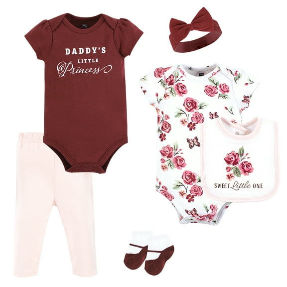Hudson Baby Infant Girl Cotton Layette Set, Sweet Roses, 9-12 Months