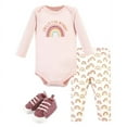 thumbnail image 1 of Hudson Baby Infant Girl Cotton Long-Sleeve Bodysuit, Pant and Shoe Set, Sunshine Rainbows, Newborn, 1 of 5