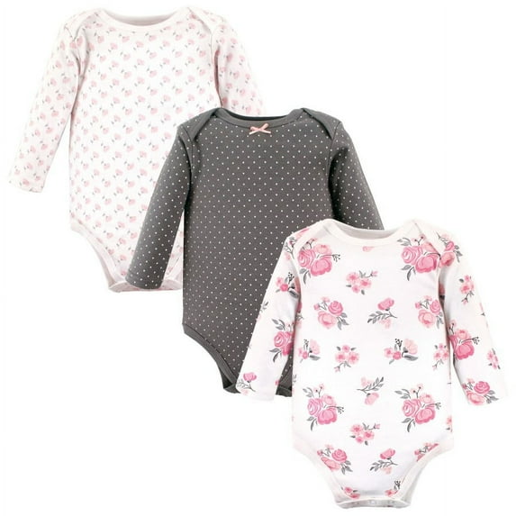 Hudson Baby Cotton Long-Sleeve Bodysuits, 3-Pack, Newborn- 24 Months