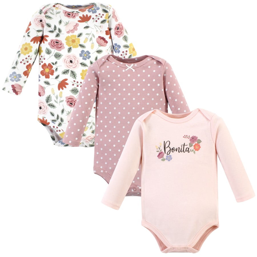 Hudson Baby Cotton LongSleeve Bodysuits, 3Pack, Newborn 24 Months