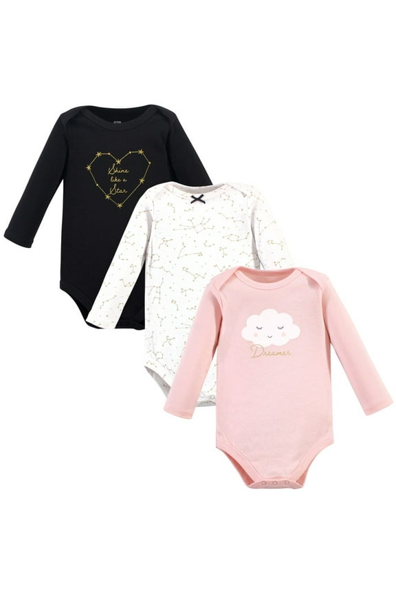 Infant Girl Cotton Long-Sleeve Bodysuits, Dreamer, 3-6 Months
