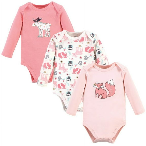 Hudson Baby Cotton Long-Sleeve Bodysuits, 3-Pack, Newborn- 24 Months
