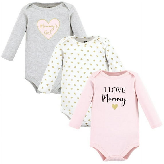 Hudson Baby Cotton Long-Sleeve Bodysuits, 3-Pack, Newborn- 24 Months