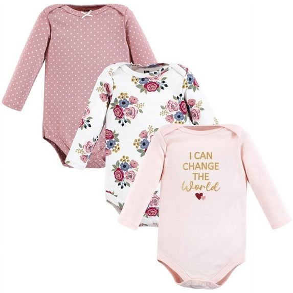 Hudson Baby Cotton Long-Sleeve Bodysuits, 3-Pack, Newborn- 24 Months