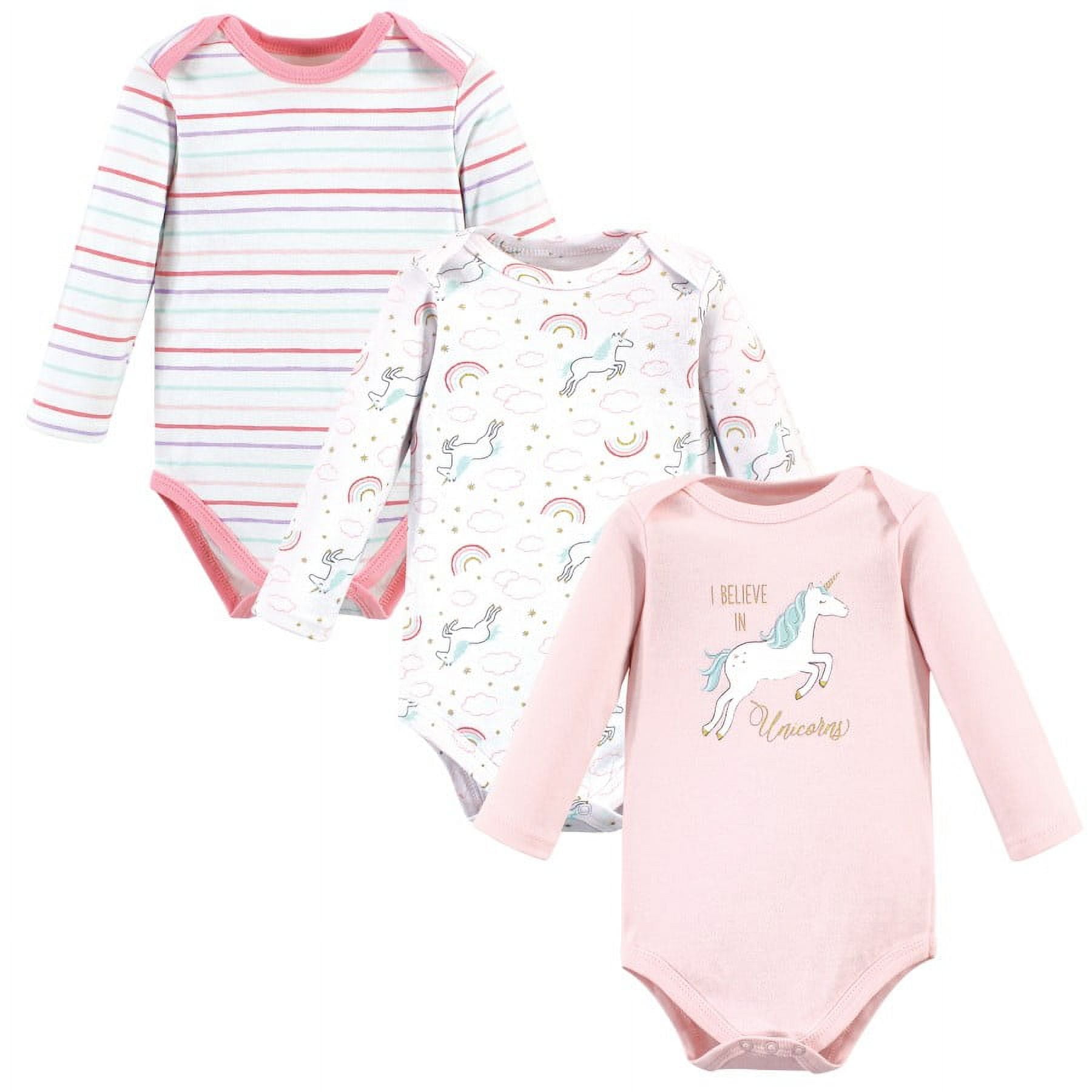 Hudson Baby Cotton Long-Sleeve Bodysuits, 3-Pack, Newborn- 24 Months