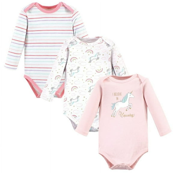 Hudson Baby Cotton Long-Sleeve Bodysuits, 3-Pack, Newborn- 24 Months