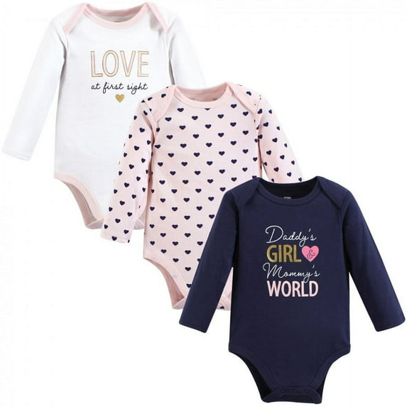Hudson Baby Cotton Long-Sleeve Bodysuits, 3-Pack, Newborn- 24 Months