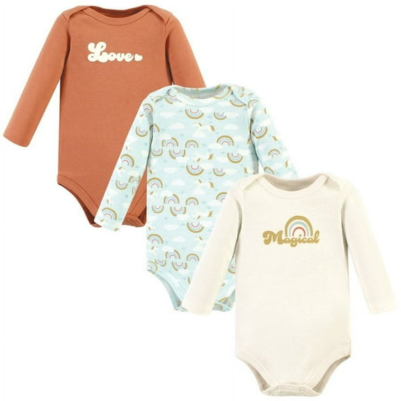 Hudson Baby Cotton Long-Sleeve Bodysuits, 3-Pack, Newborn- 24 Months