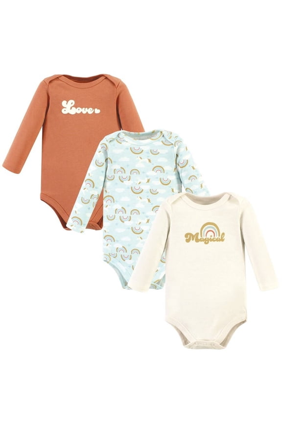 Cotton Long-Sleeve Bodysuits, 3-Pack, Newborn- 24 Months