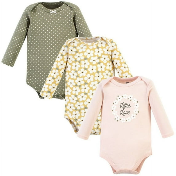 Hudson Baby Cotton Long-Sleeve Bodysuits, 3-Pack, Newborn- 24 Months