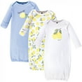 thumbnail image 1 of Hudson Baby Infant Girl Cotton Long-Sleeve Gowns 3pk, Lemon, 0-6 Months, 1 of 4