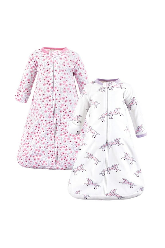 Infant Girl Cotton Long-Sleeve Wearable Sleeping Bag, Sack, Blanket, Floral Unicorn Long Sleeve, 12-18 Months
