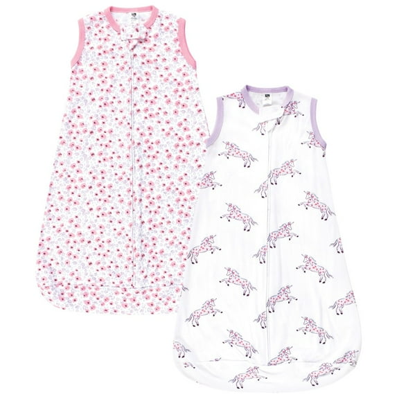 Hudson Baby Infant Girl Cotton Long-Sleeve Wearable Sleeping Bag, Sack, Blanket, Floral Unicorn Sleeveless, 12-18 Months