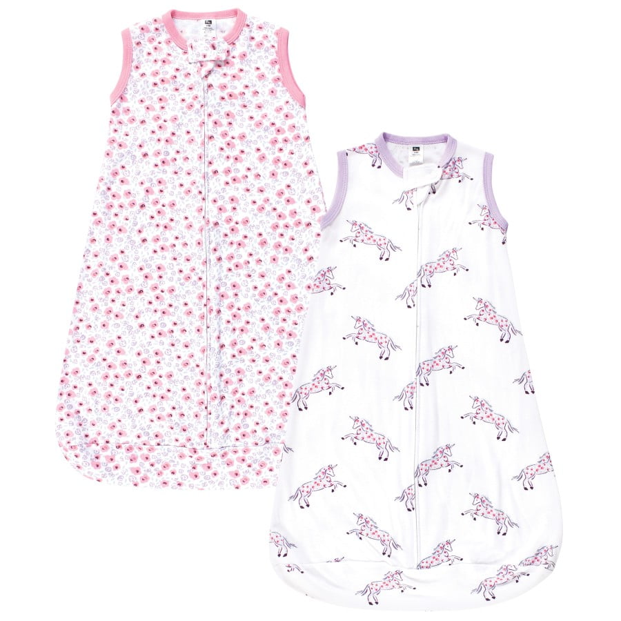 Hudson Baby Infant Girl Cotton Long-Sleeve Wearable Sleeping Bag, Sack, Blanket, Floral Unicorn Sleeveless, 3-9 Months