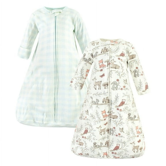 Hudson Baby Infant Girl Cotton Long-Sleeve Wearable Sleeping Bag, Sack, Blanket, Girl Woodland Pals Long Sleeve, 12-18 Months