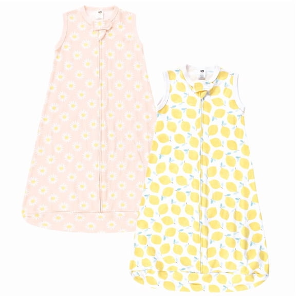 Hudson Baby Infant Girl Cotton Long-Sleeve Wearable Sleeping Bag, Sack, Blanket, Lemon Daisy Sleeveless, 3-9 Months