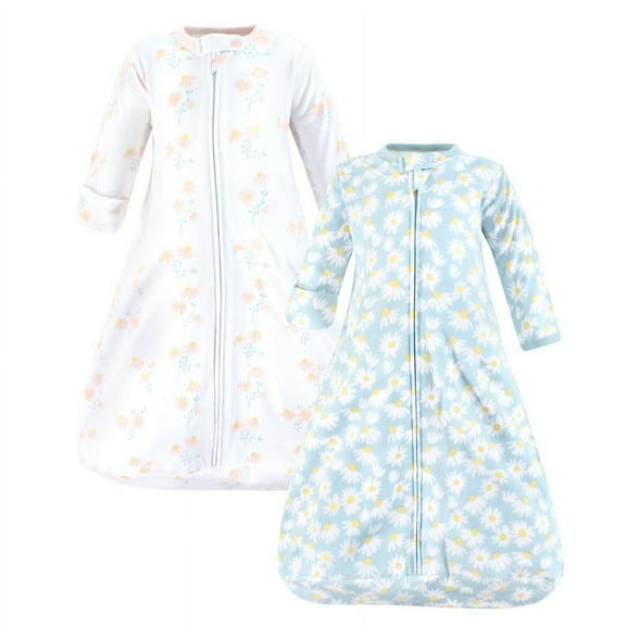 Hudson Baby Infant Girl Cotton Long-Sleeve Wearable Sleeping Bag, Sack, Blanket, Mixed Daisy, 0-3 Months