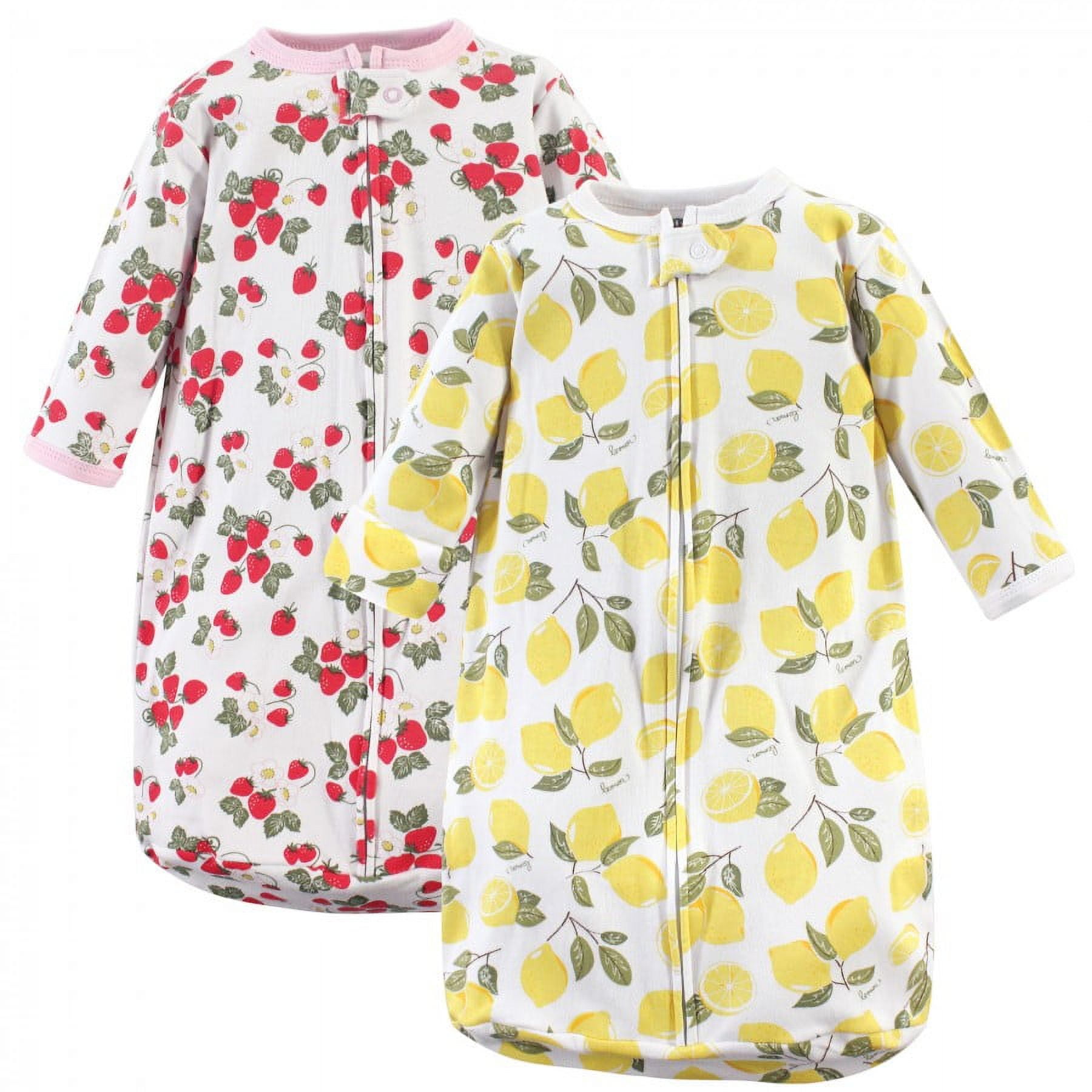 Hudson Baby Infant Girl Cotton Long-Sleeve Wearable Sleeping Bag, Sack, Blanket, Strawberry Lemon, 0-3 Months