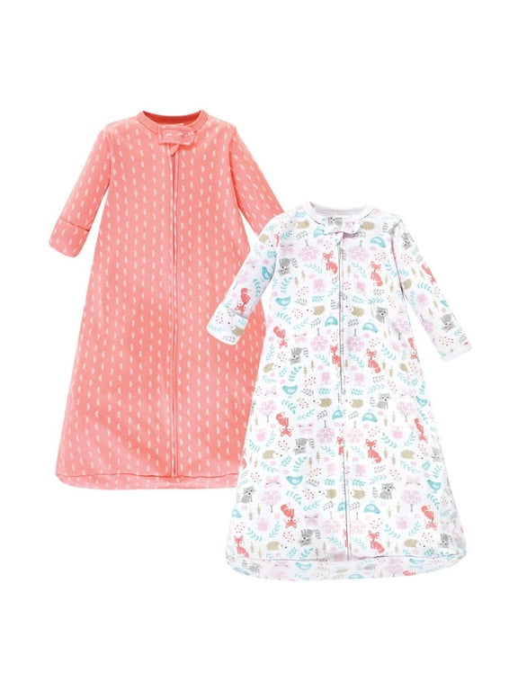 Infant Girl Cotton Long-Sleeve Wearable Sleeping Bag, Sack, Blanket, Woodland Fox, 0-3 Months