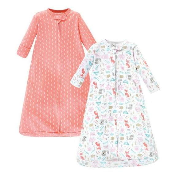 Hudson Baby Infant Girl Cotton Long-Sleeve Wearable Sleeping Bag, Sack, Blanket, Woodland Fox, 3-9 Months