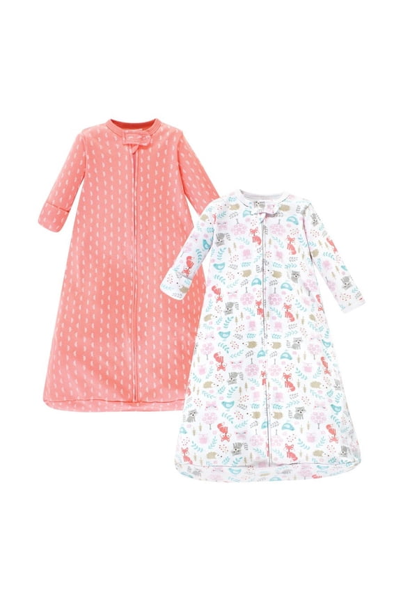 Infant Girl Cotton Long-Sleeve Wearable Sleeping Bag, Sack, Blanket, Woodland Fox, 3-9 Months
