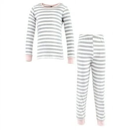 Hudson Baby Infant Girl Cotton Pajama Set, Coral Stripe, 12