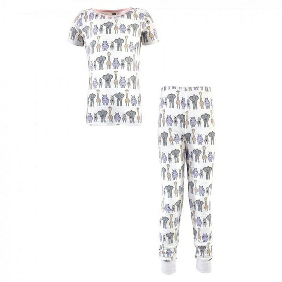 Hudson Baby Infant Girl Cotton Pajama Set, Pink Safari, 12-18 Months