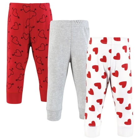 Hudson Baby Infant Girl Cotton Pants and Leggings, Love Hearts, 0-3 Months