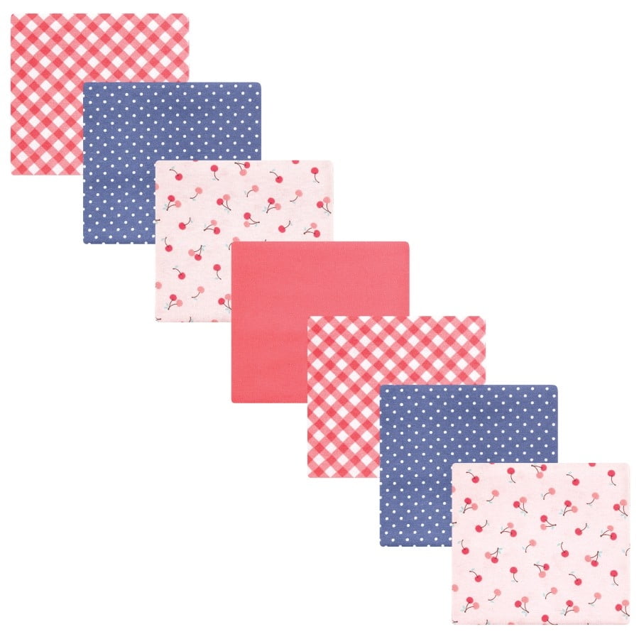 Hudson Baby Infant Girl Cotton Poly Flannel Receiving Blankets Bundle, Cherry Sweet, One Size