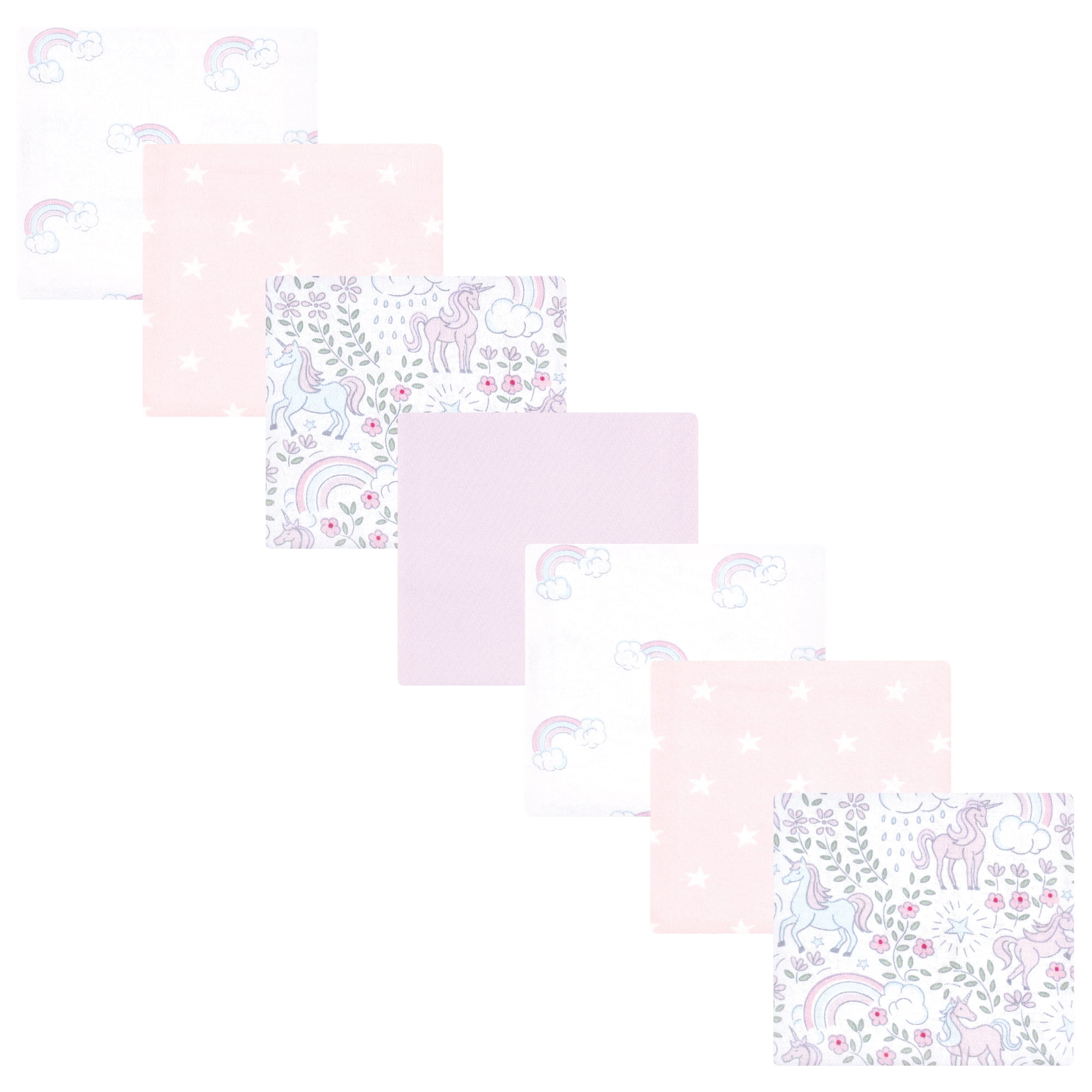 Hudson Baby Infant Girl Cotton Poly Flannel Receiving Blankets Bundle, Dreamy Unicorn, One Size