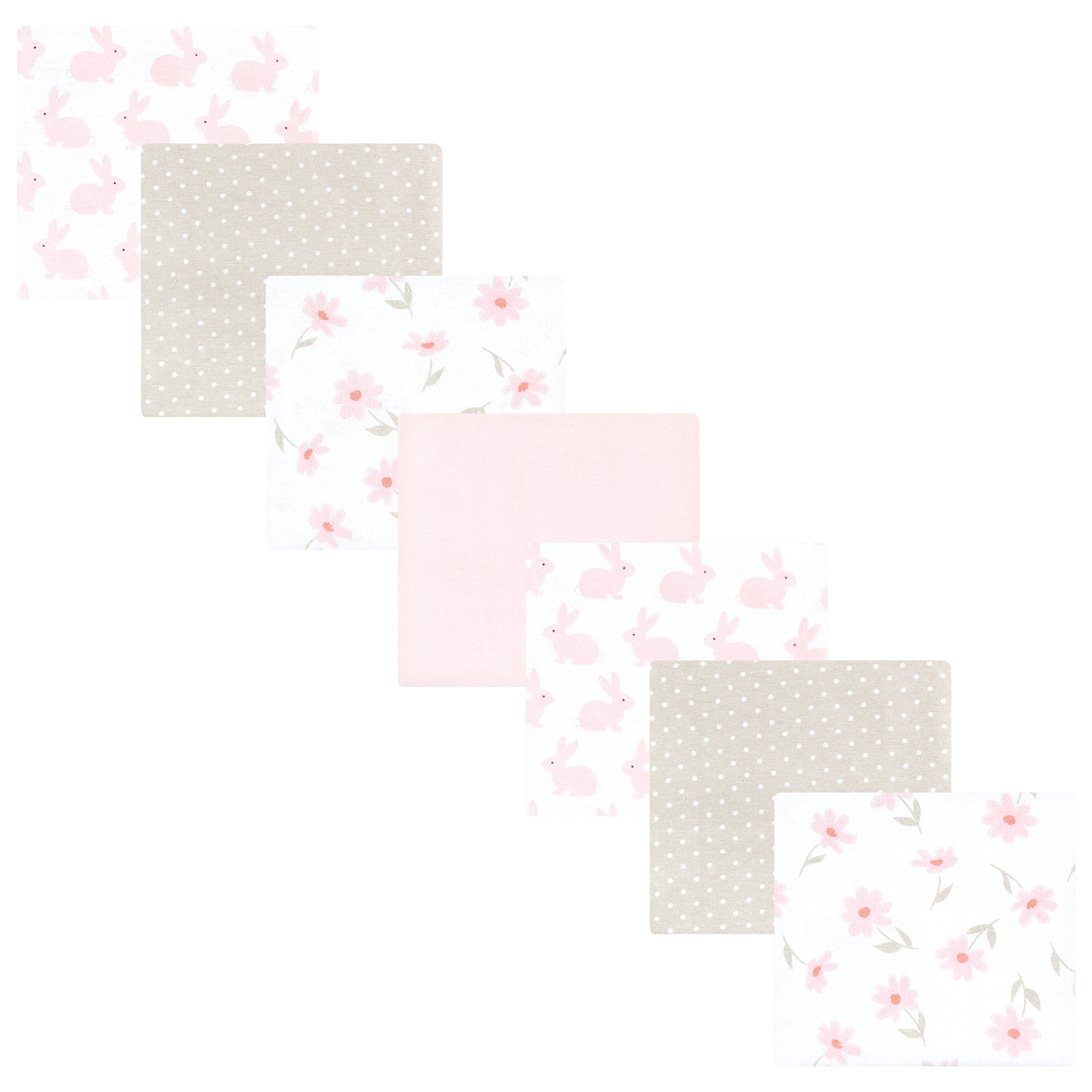 Hudson Baby Unisex Baby Cotton Poly Flannel Receiving Blankets Bundle, Pink Honey Bunny, One Size