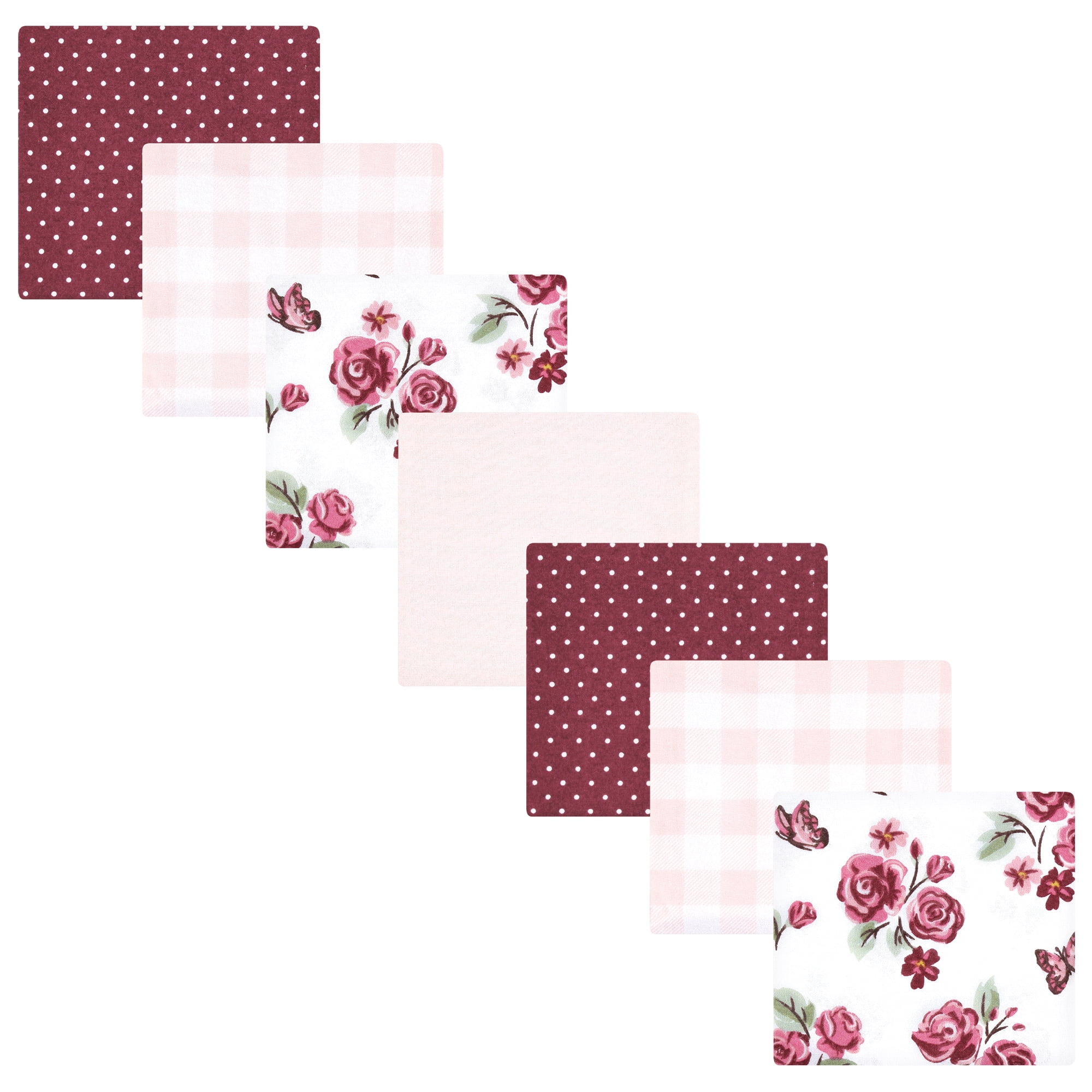 Hudson Baby Infant Girl Cotton Poly Flannel Receiving Blankets Bundle, Sweet Roses, One Size