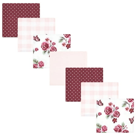 Hudson Baby Infant Girl Cotton Poly Flannel Receiving Blankets Bundle, Sweet Roses, One Size