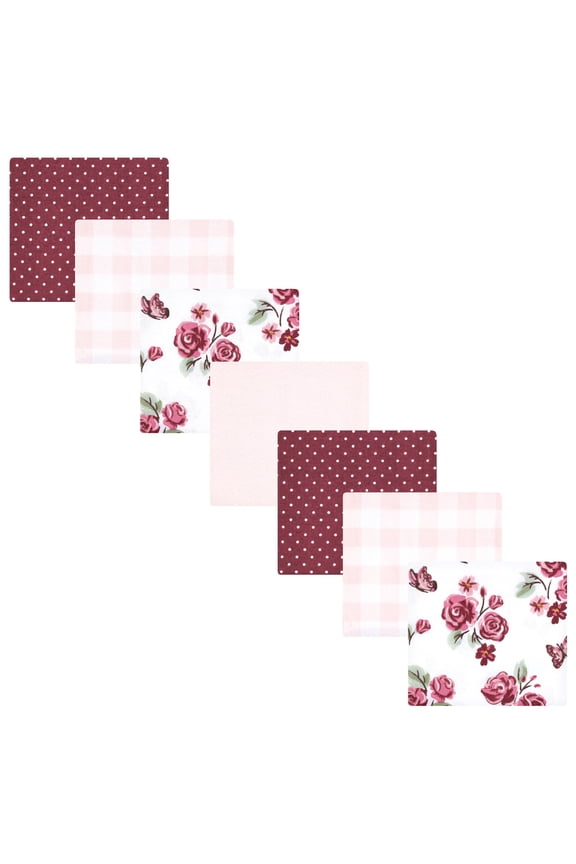 Infant Girl Cotton Poly Flannel Receiving Blankets Bundle, Sweet Roses, One Size
