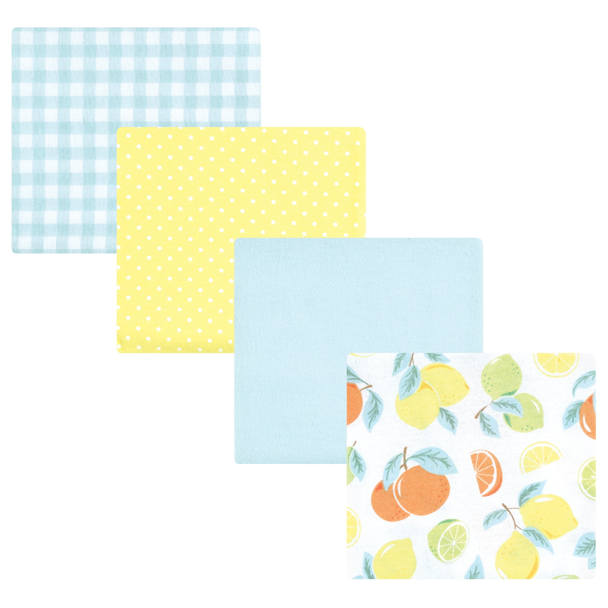 Hudson Baby Unisex Baby Cotton Poly Flannel Receiving Blankets, Citrus Mint, One Size