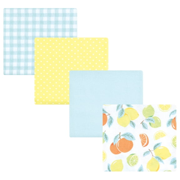 Hudson Baby Infant Girl Cotton Poly Flannel Receiving Blankets, Citrus Mint, One Size