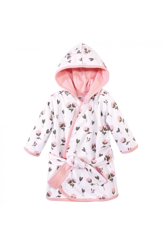 Infant Girl Cotton Rich Bathrobe, Pink Peony, 0-9 Months