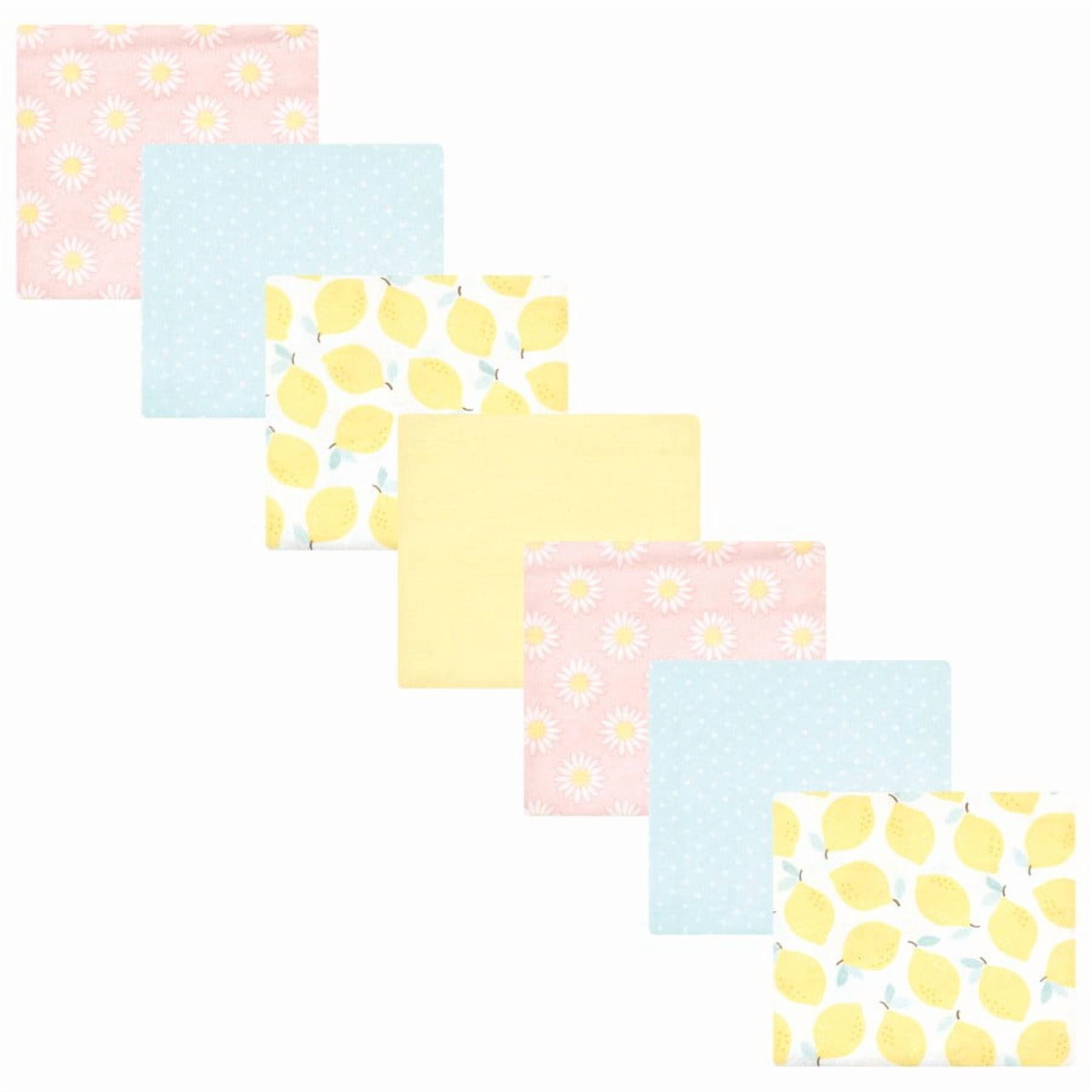 Hudson Baby Unisex Baby Cotton Poly Flannel Receiving Blankets Bundle, Lemon Daisy, One Size