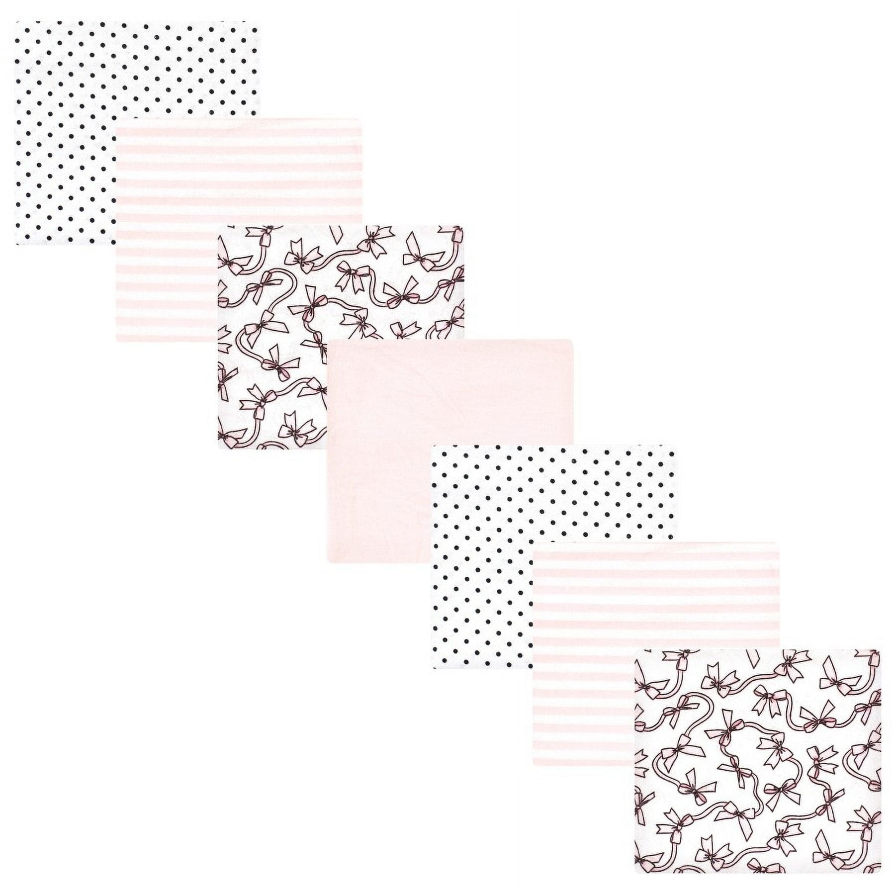 Hudson Baby Infant Girl Cotton Rich Flannel Receiving Blankets Bundle, Pink Bows, One Size