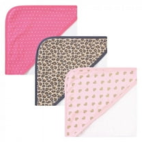 Hudson Baby Infant Girl Cotton Rich Hooded Towels, Leopard, One Size