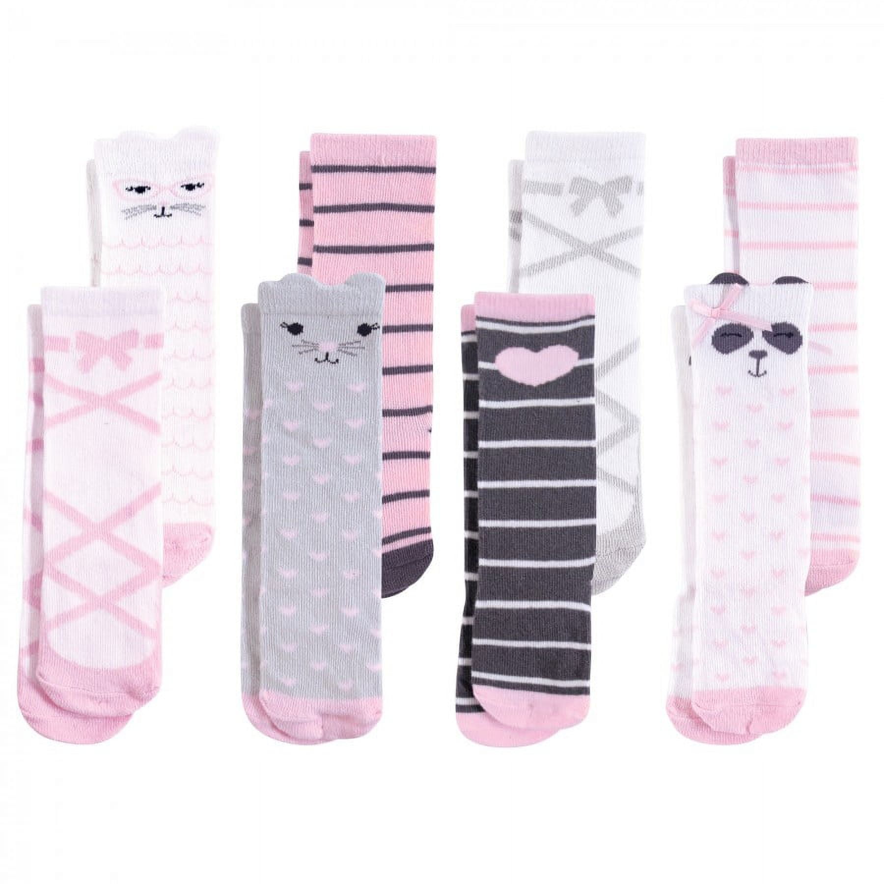 Hudson Baby Infant Girl Cotton Rich Knee-High Socks, Pink Panda, 0-6 Months