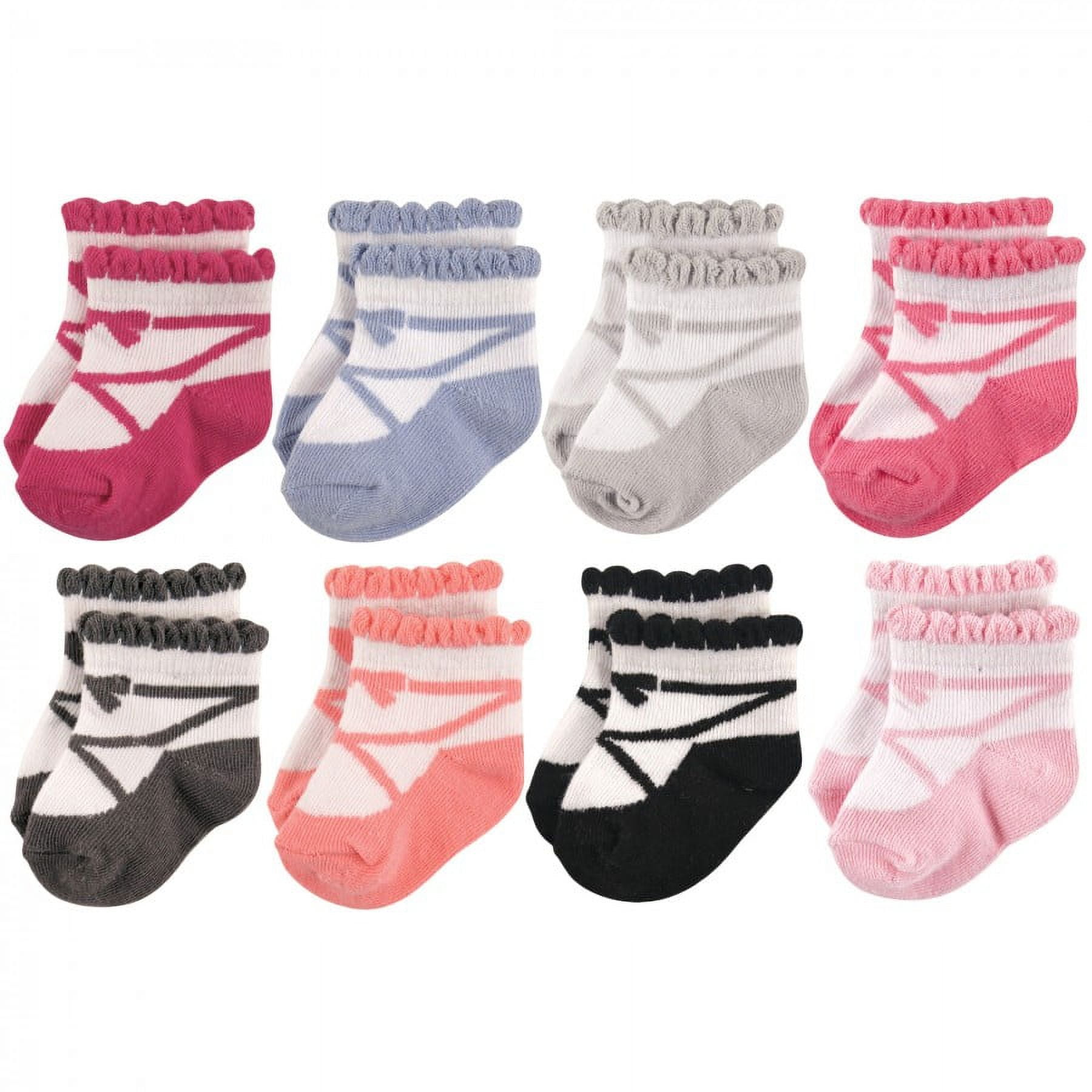 Hudson Baby Infant Girl Cotton Rich Newborn and Terry Socks, Ballet, 0-6 Months