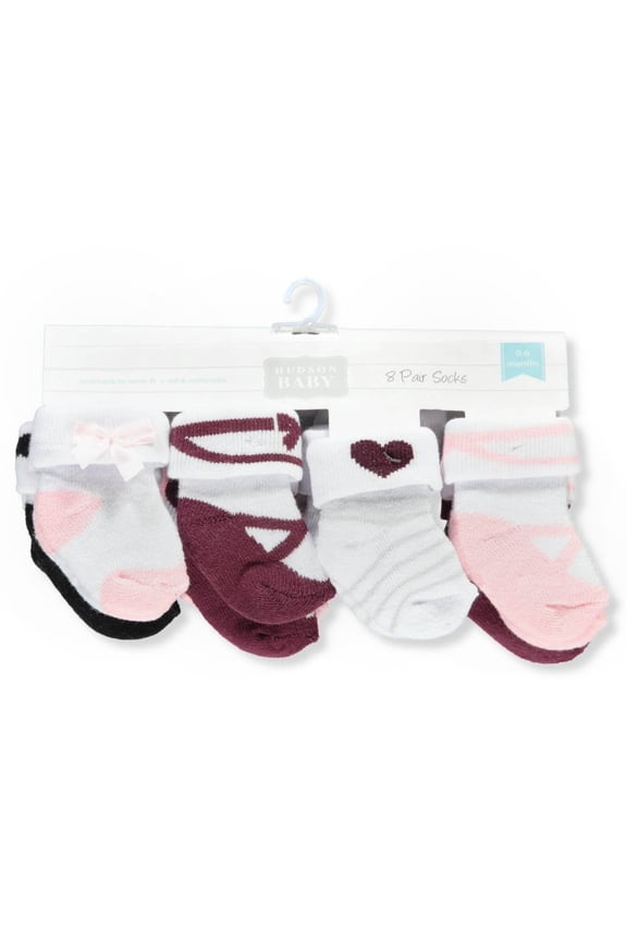 Infant Girl Cotton Rich Newborn and Terry Socks, Ballet Burgundy, 6-12 Months