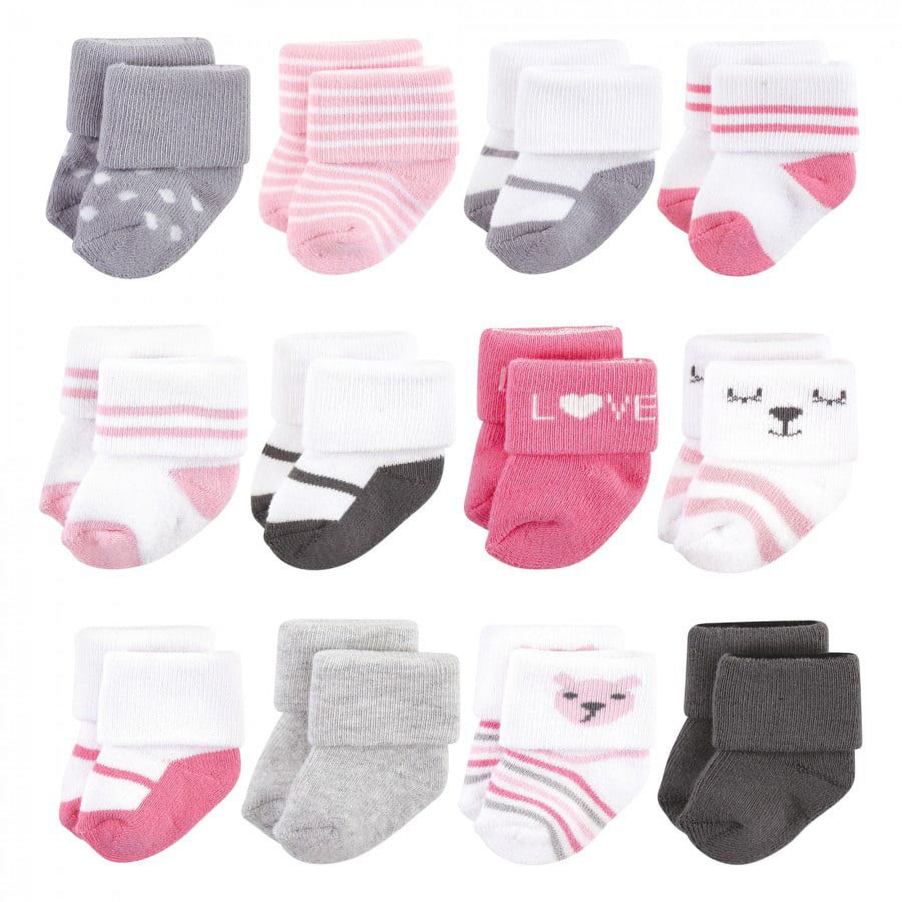 Hudson Baby Cotton Rich Baby Terry Socks 24-Pack, Ballet, 0