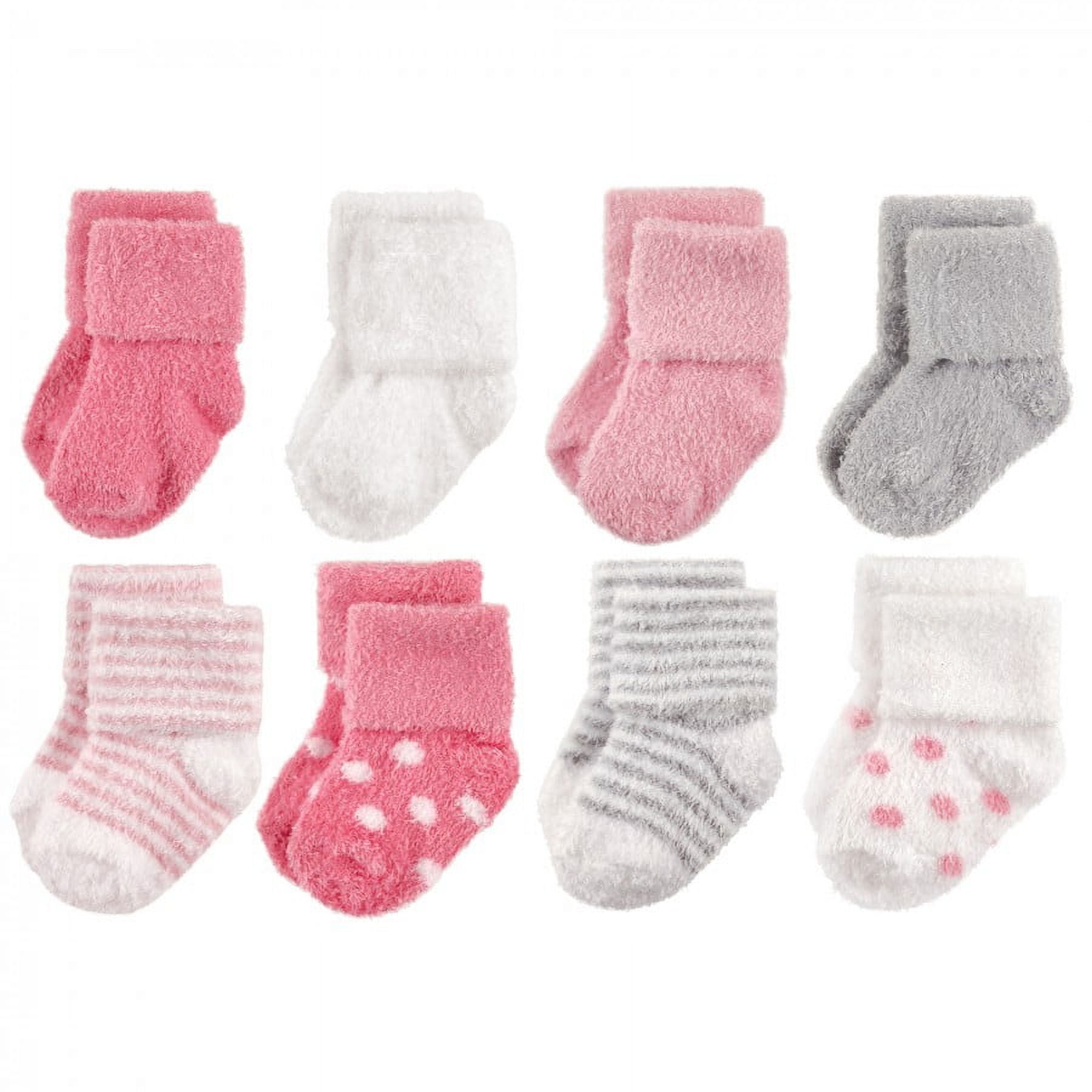 Hudson Baby Infant Girl Cotton Rich Newborn and Terry Socks, Dots ...