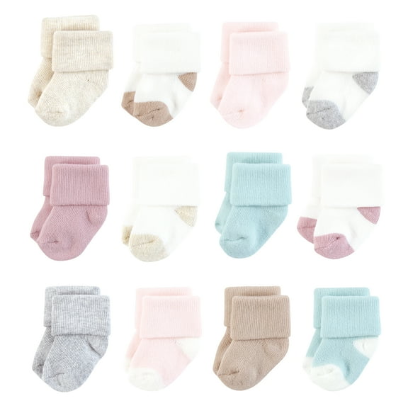 Hudson Baby Infant Girl Cotton Rich Newborn and Terry Socks, Girl Soft Asst Colors, 6-12 Months