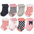 thumbnail image 1 of Hudson Baby Infant Girl Cotton Rich Newborn and Terry Socks, Heart, 0-6 Months, 1 of 4