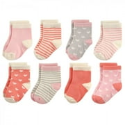 Hudson Baby Infant Girl Cotton Rich Newborn and Terry Socks, Hearts, 12-24 Months