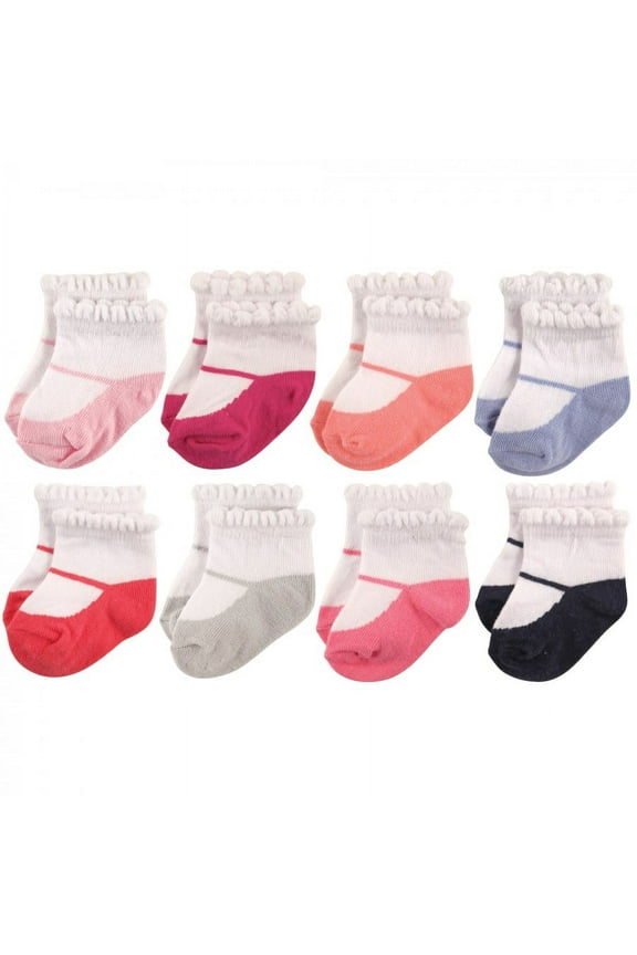 Infant Girl Cotton Rich Newborn and Terry Socks, Mary Jane, 6-12 Months
