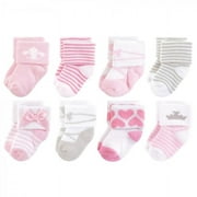 Hudson Baby Infant Girl Cotton Rich Newborn and Terry Socks, Royal, 6-12 Months